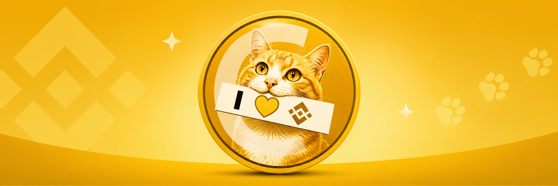 CZcate Coin — a ginger cat on a gold BNB coin, I love BNB